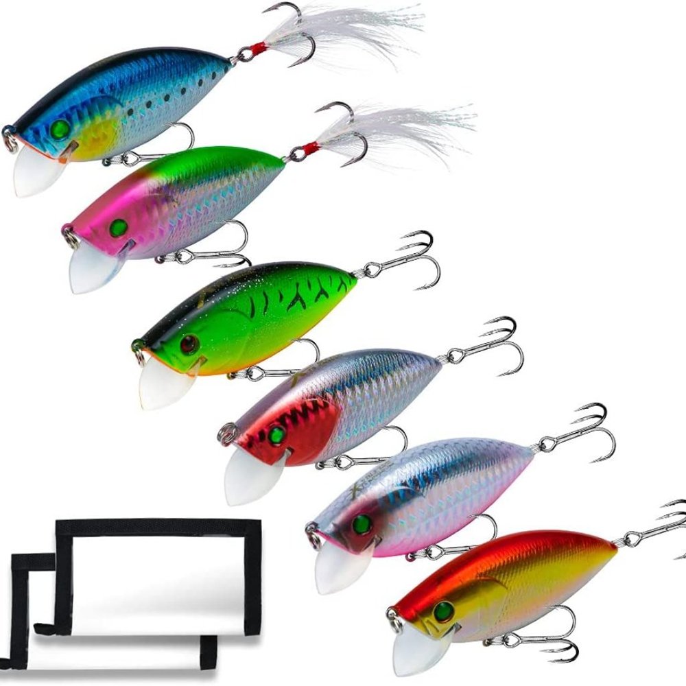 Poshlr Bass Fishing Bait Kit w/ 2 Lure Covers, 3D Eyes w/ Treble Hook Crank Bait